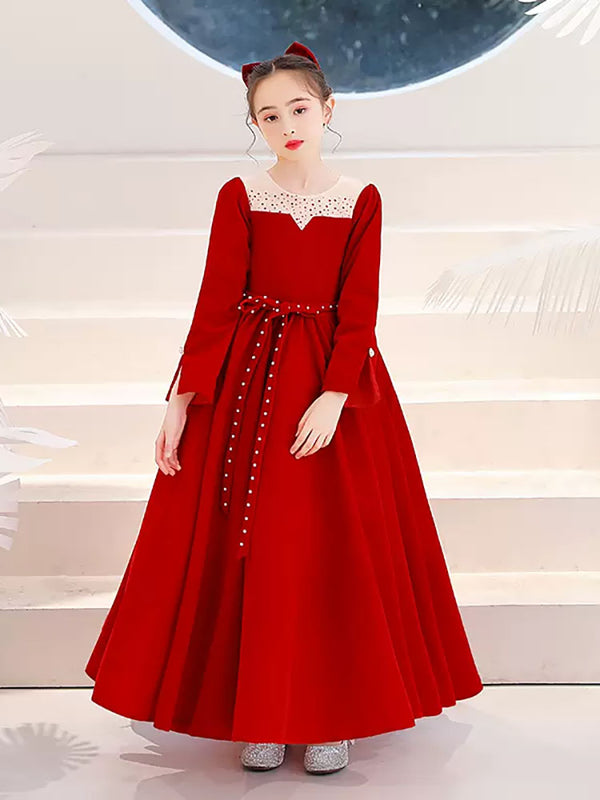 Autumn/Winter Thickened Princess Dress Evening Gown Long Sleeve Performance Costume - Dorabear