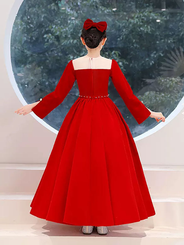 Autumn/Winter Thickened Princess Dress Evening Gown Long Sleeve Performance Costume - Dorabear