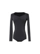 Stand-up Collar Long-sleeved One-piece Leotard Latin Practice Clothes - Dorabear