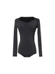 Autumn/Winter V-neck Long-sleeved Latin Dance Leotard Practice Clothes - Dorabear