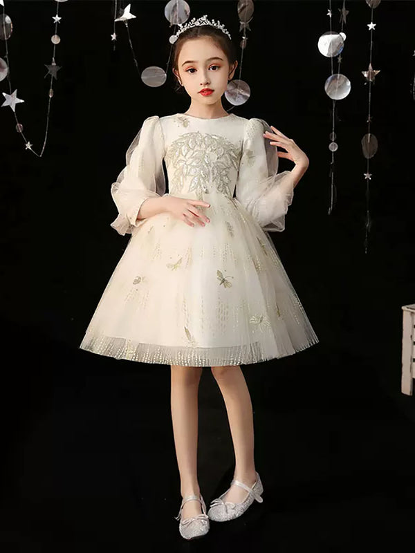 Autumn/Winter Velvet Performance Costume Girl's Evening Gown Princess Dress Wedding Dress - Dorabear