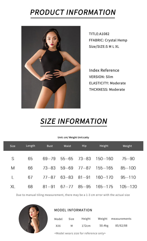 Back Cross Hollow Sleeveless Latin Dance Practice Clothes Halter Leotard - Dorabear