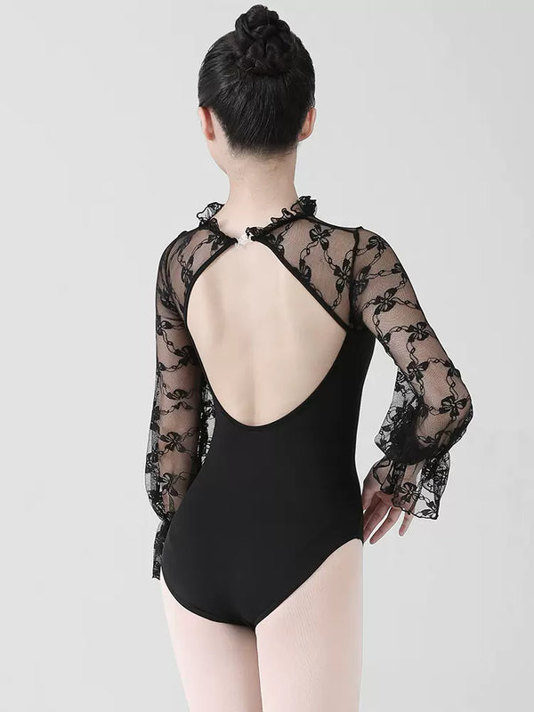 Ballet Autumn/Winter Training Clothes Lace-up Long-sleeve Dance Leotard - Dorabear