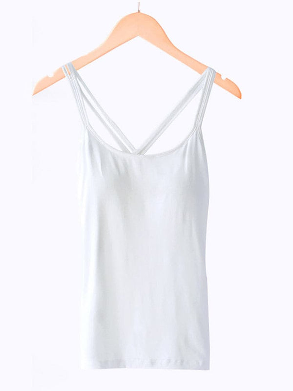 Ballet Camisole Bottoming Shirt Exercise Clothes with Chest Pad in Cotton - Dorabear