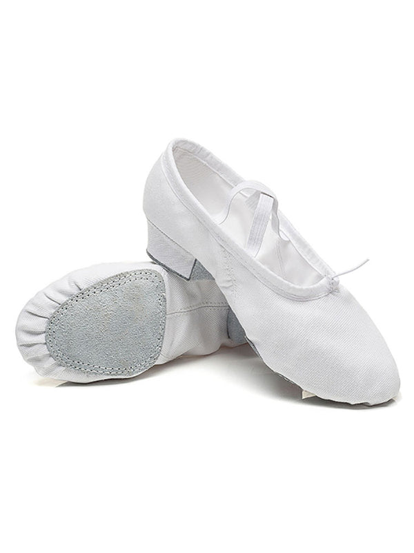 Ballet Canvas Middle Heel Dance Shoes Soft Sole Practice Shoes - Dorabear