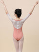 Ballet Costume Lace Mid Sleeve Dance Practice Clothing V-Neck Splicing Leotard - Dorabear