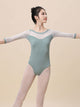 Ballet Costume Lace Mid Sleeve Dance Practice Clothing V-Neck Splicing Leotard - Dorabear