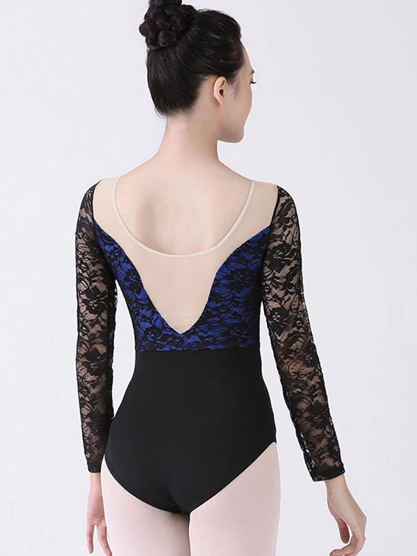 Ballet Dance Training Suit Autumn/Winter Long-sleeved Lace Leotard - Dorabear