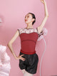 Ballet Embroidered Exercise Suit Mesh Panel Sleeveless Leotard - Dorabear