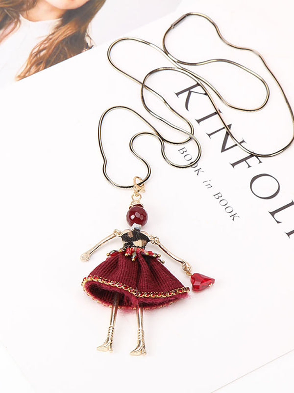 Ballet Girl Decorative Necklace Autumn Winter Clothes Accessories Pendant Long Sweater Chain - Dorabear