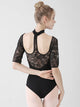 Ballet Hanging Neck Dance Leotard High Crotch Lace Training Jumpsuit - Dorabear