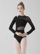 Ballet Lace Patchwork Leotard Long-sleeved High-crotch Training Clothes - Dorabear