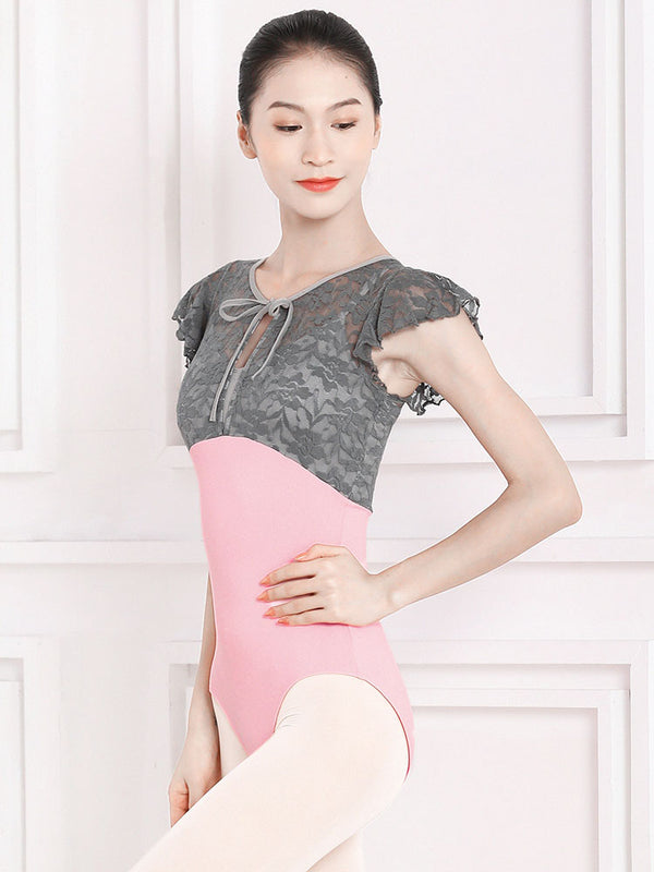 Ballet Lace Short-sleeved Ruffled Exercise Clothing Dacne Leotard - Dorabear