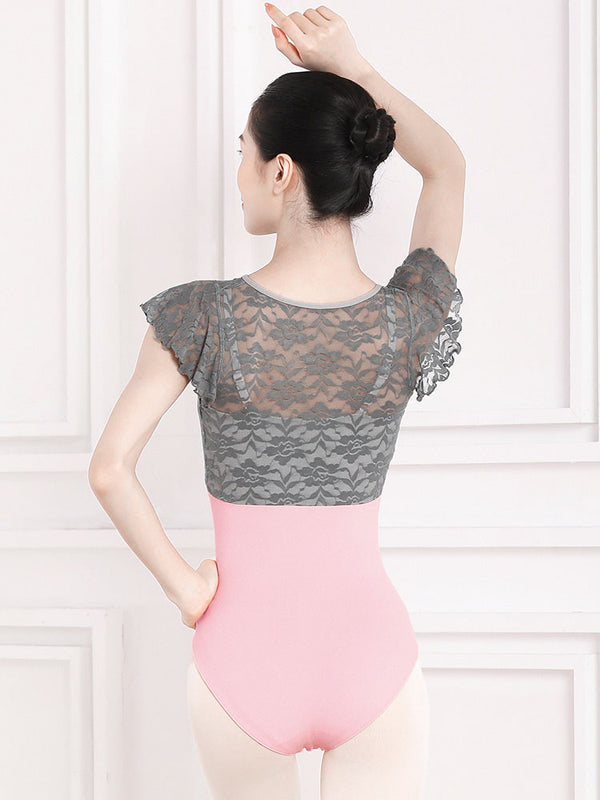 Ballet Lace Short-sleeved Ruffled Exercise Clothing Dacne Leotard - Dorabear