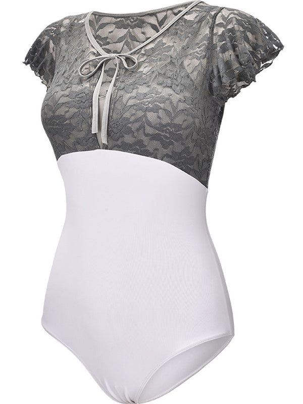 Ballet Lace Short-sleeved Ruffled Exercise Clothing Dacne Leotard - Dorabear