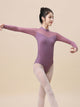 Ballet Leotard Adult Mesh Paneled Stand Collar Long Sleeve Practice Clothing - Dorabear