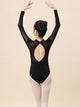 Ballet Leotard Adult Mesh Paneled Stand Collar Long Sleeve Practice Clothing - Dorabear