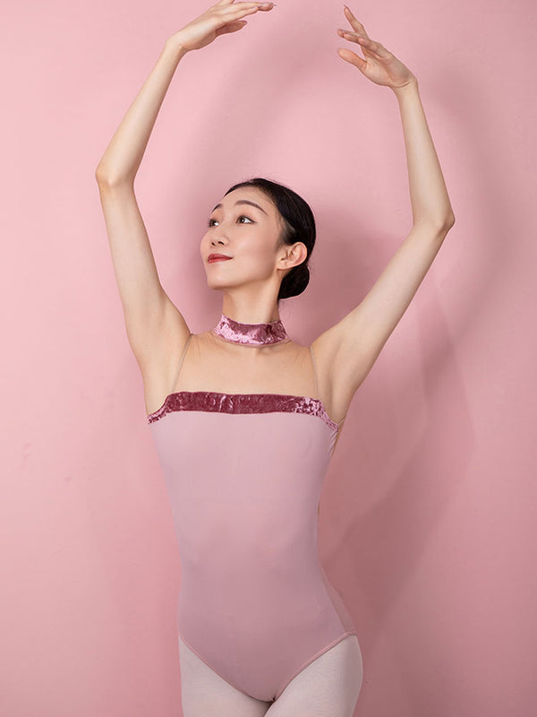 Ballet Practice Cloning Stand-up Collar Velvet Stitching Leotard - Dorabear