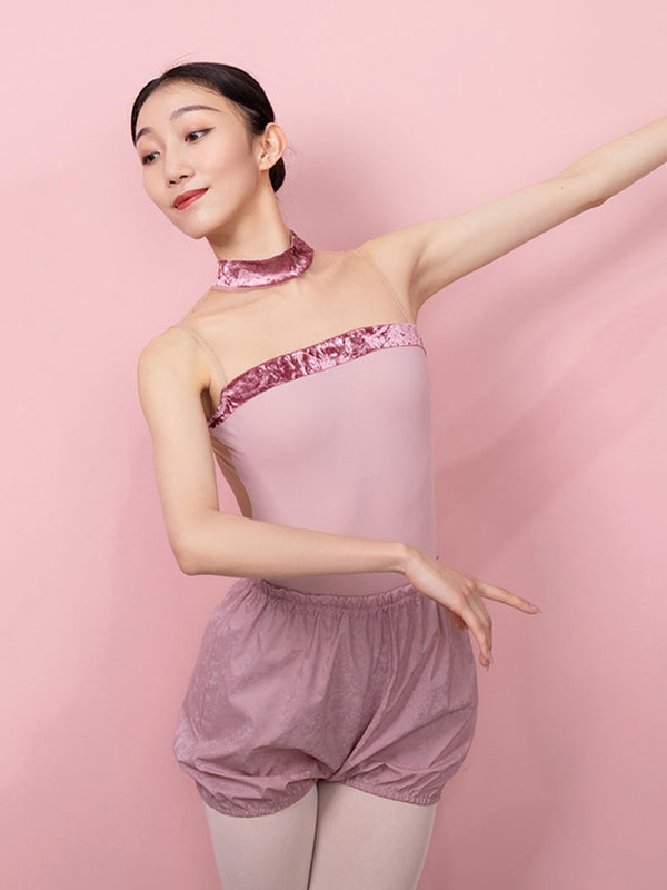 Ballet Practice Cloning Stand-up Collar Velvet Stitching Leotard - Dorabear