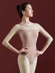 Ballet Practice Clothes Crew Neck Mesh Patchwork Back Cross Long Sleeve Leotard - Dorabear