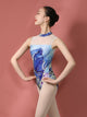 Ballet Print Stitching Practice Clothes Stand Collar Sleeveless Leotard - Dorabear