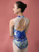Ballet Print Stitching Practice Clothes Stand Collar Sleeveless Leotard - Dorabear