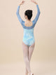 Ballet Print Long Sleeve Practice Clothing Mesh Panel Thermal Flannel Leotard - Dorabear