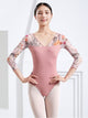 Ballet Print Patchwork Long Sleeve Bodysuit Adult Figure Base Training Clothes - Dorabear