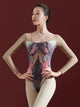 Ballet Print Square Neck Stitching Leotard Dance Exercise Clothing - Dorabear