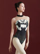 Ballet Stand Collar Mesh Splicing Print Leotard Adult Dance Practice Clothes - Dorabear