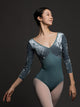 Ballet Velvet Stitching Practice Clothes Long-sleeve Dance Leotard - Dorabear