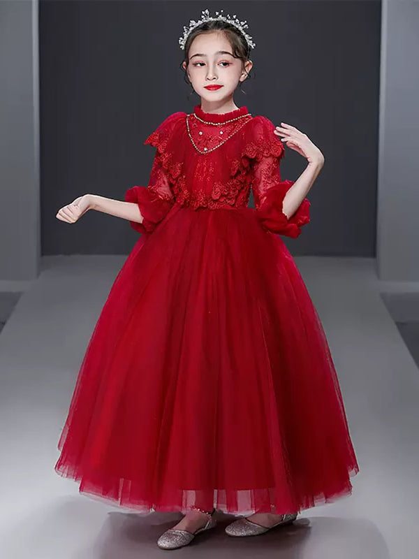 Banquet Gown Princess Dress Flower Girl Shaggy Wedding Dress Piano Performence Costume - Dorabear