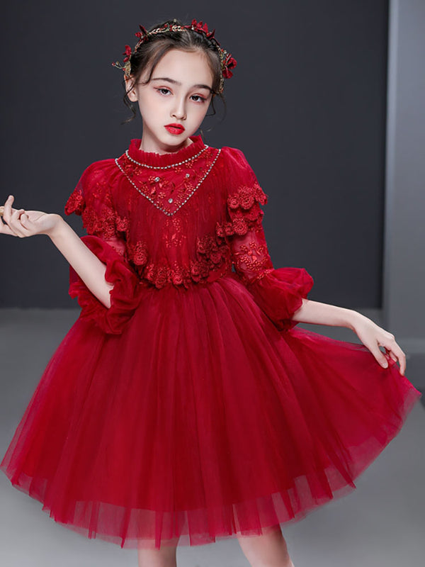 Banquet Gown Princess Dress Flower Girl Shaggy Wedding Dress Piano Performence Costume - Dorabear