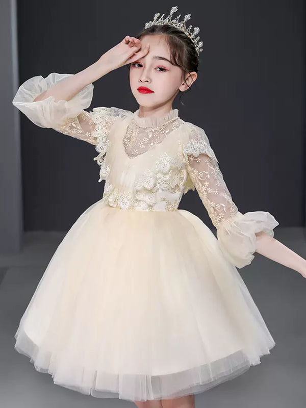 Banquet Gown Princess Dress Flower Girl Shaggy Wedding Dress Piano Performence Costume - Dorabear