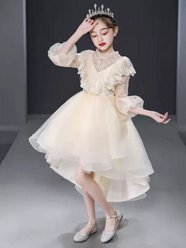 Banquet Gown Princess Dress Flower Girl Shaggy Wedding Dress Piano Performence Costume - Dorabear