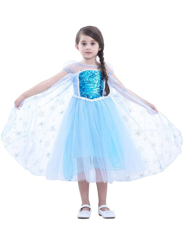 Character Costume Elsa Princess Dress Long Sleeve Dress - Dorabear