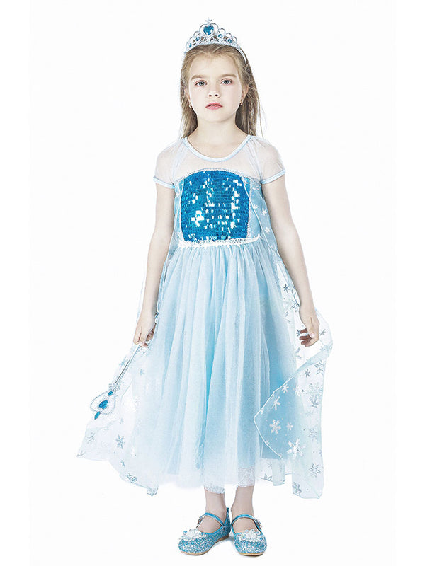 Character Costume Elsa Princess Dress Long Sleeve Dress - Dorabear