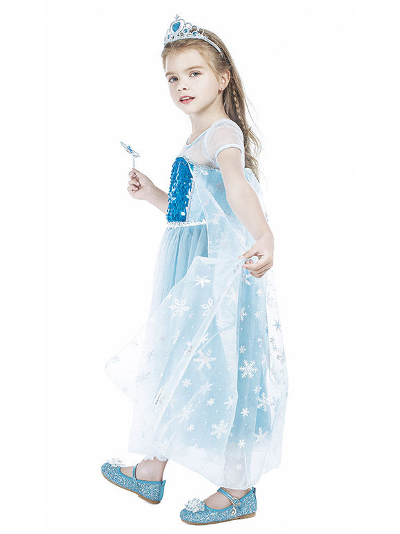 Character Costume Elsa Princess Dress Long Sleeve Dress - Dorabear