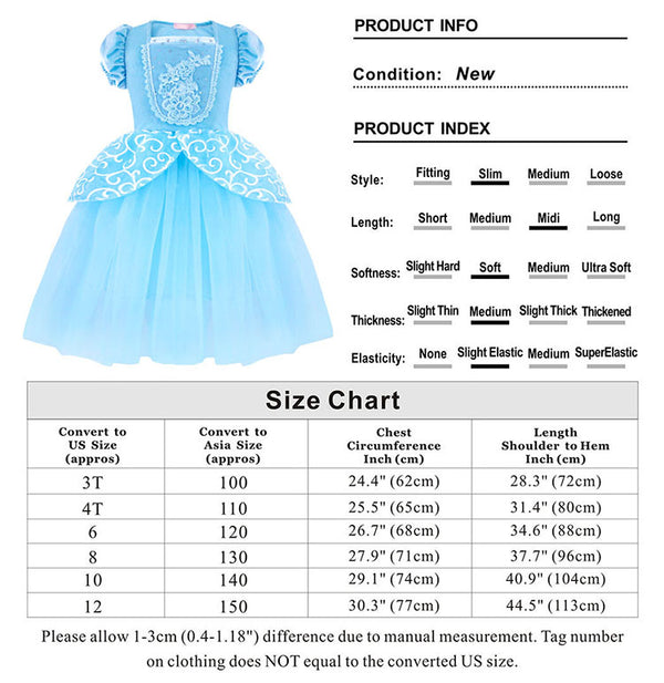 Princess Dress Short Sleeve Mesh Tutu Character Costume - Dorabear