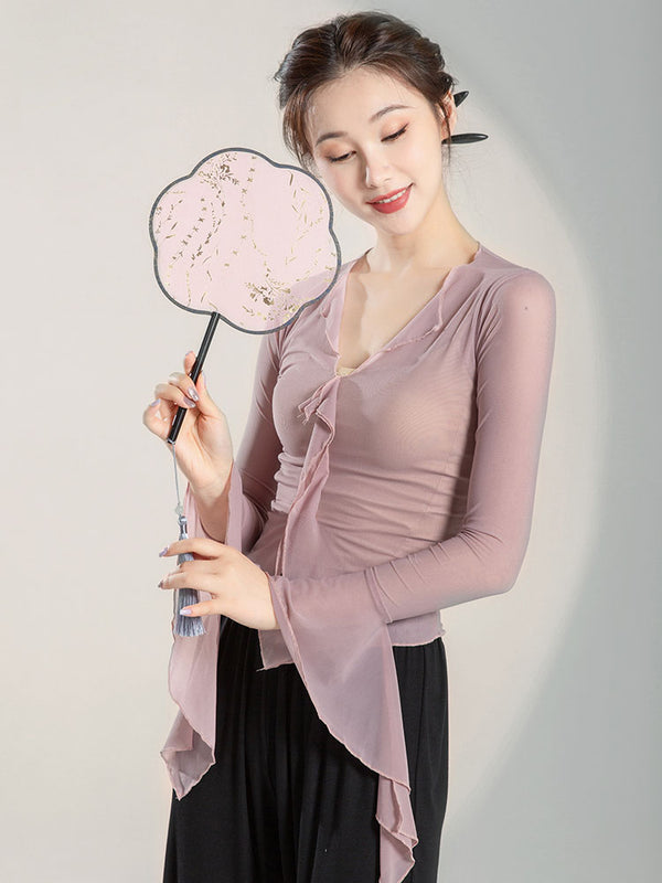 Classical Dance Costume Temperament Gauze Clothes Summer Training Clothes Oriental Dance Top - Dorabear