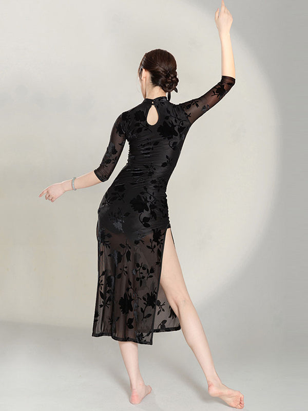 Classical Dance Dress Printed Cheongsam Performance Costumes Oriental Dance Training Clothes - Dorabear