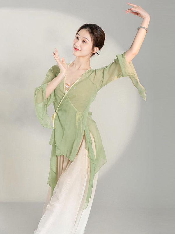 Classical Dance Gauze Clothes Oriental Dance Training Clothes Chiffon Top Performance Costume - Dorabear