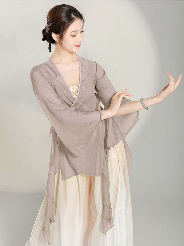 Classical Dance Gauze Clothes Oriental Dance Training Clothes Chiffon Top Performance Costume - Dorabear