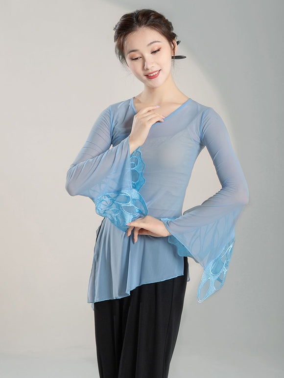 Classical Dance Gauze Clothes Oriental Dance Training Clothes Dance Top Performance Costume - Dorabear