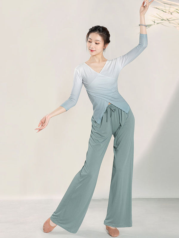 Classical Dance Gauze Clothing Oriental Dance Practice Clothes Performance Long-sleeved Top - Dorabear