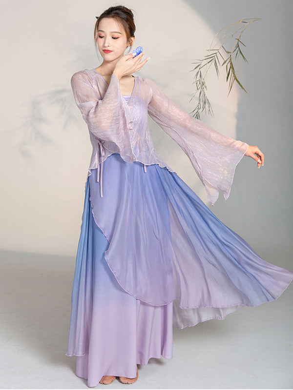 Classical Dance Gauze Costume Elegant Oriental Style Dance Training Clothes Performance Clothes - Dorabear