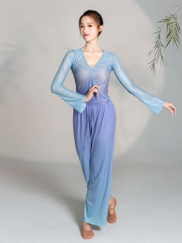 Classical Dance Gradual Change Training Pants Loose Wide Leg Straight Trousers - Dorabear