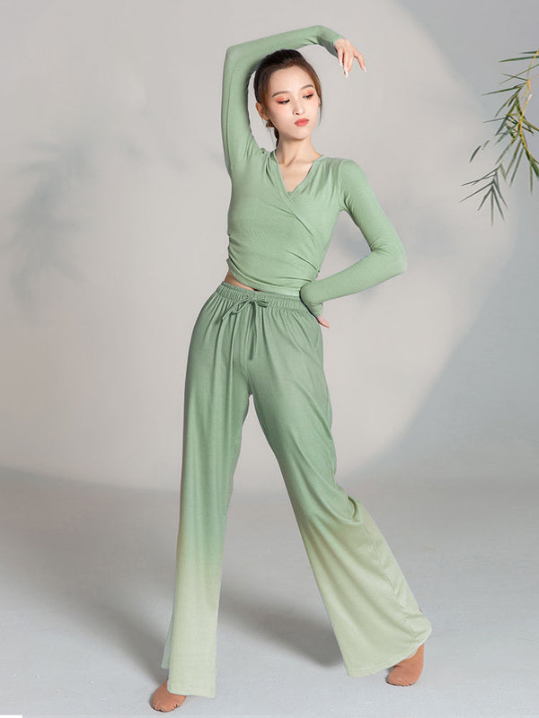 Classical Dance Gradual Change Training Pants Loose Wide Leg Straight Trousers - Dorabear