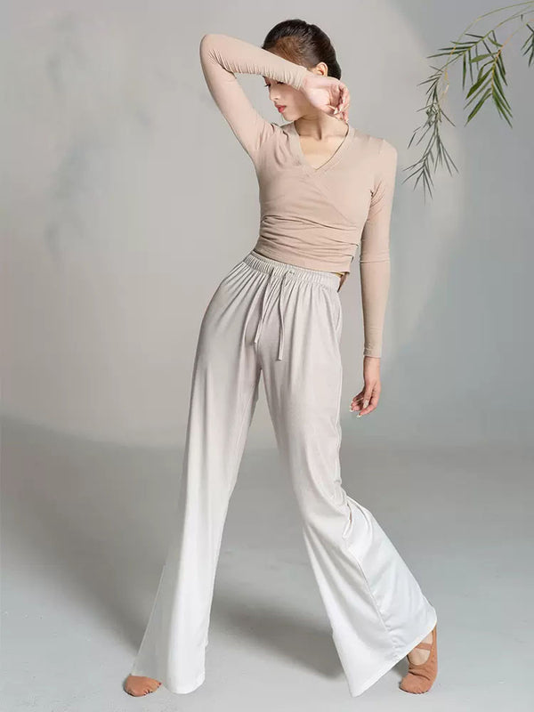 Classical Dance Gradual Change Training Pants Loose Wide Leg Straight Trousers - Dorabear