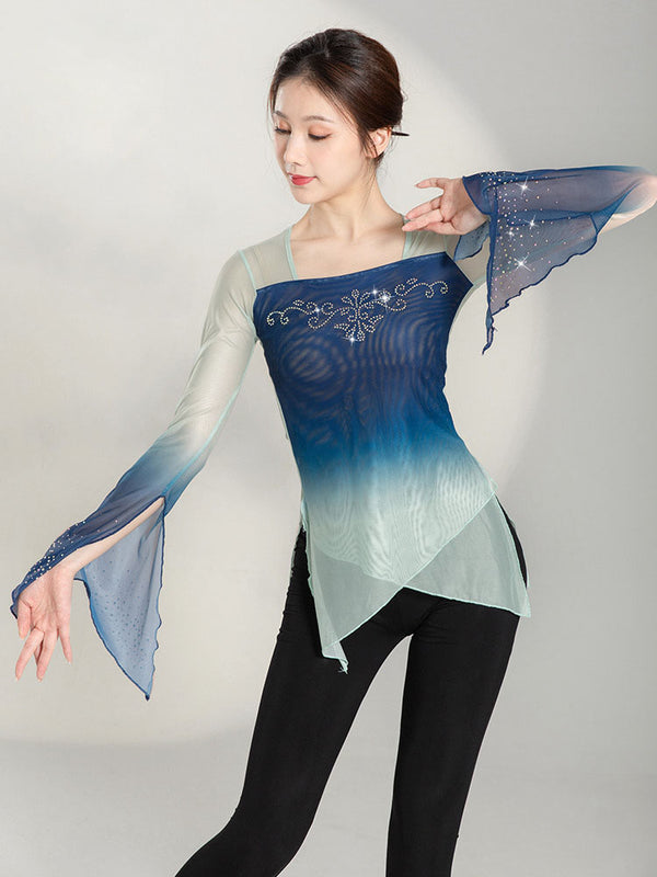 Classical Dance Hot Drill Training Clothes Gauze Top Oriental Dance Performance Costumes - Dorabear